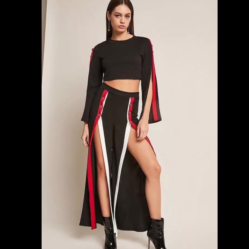 Brand new crop top and split pants set